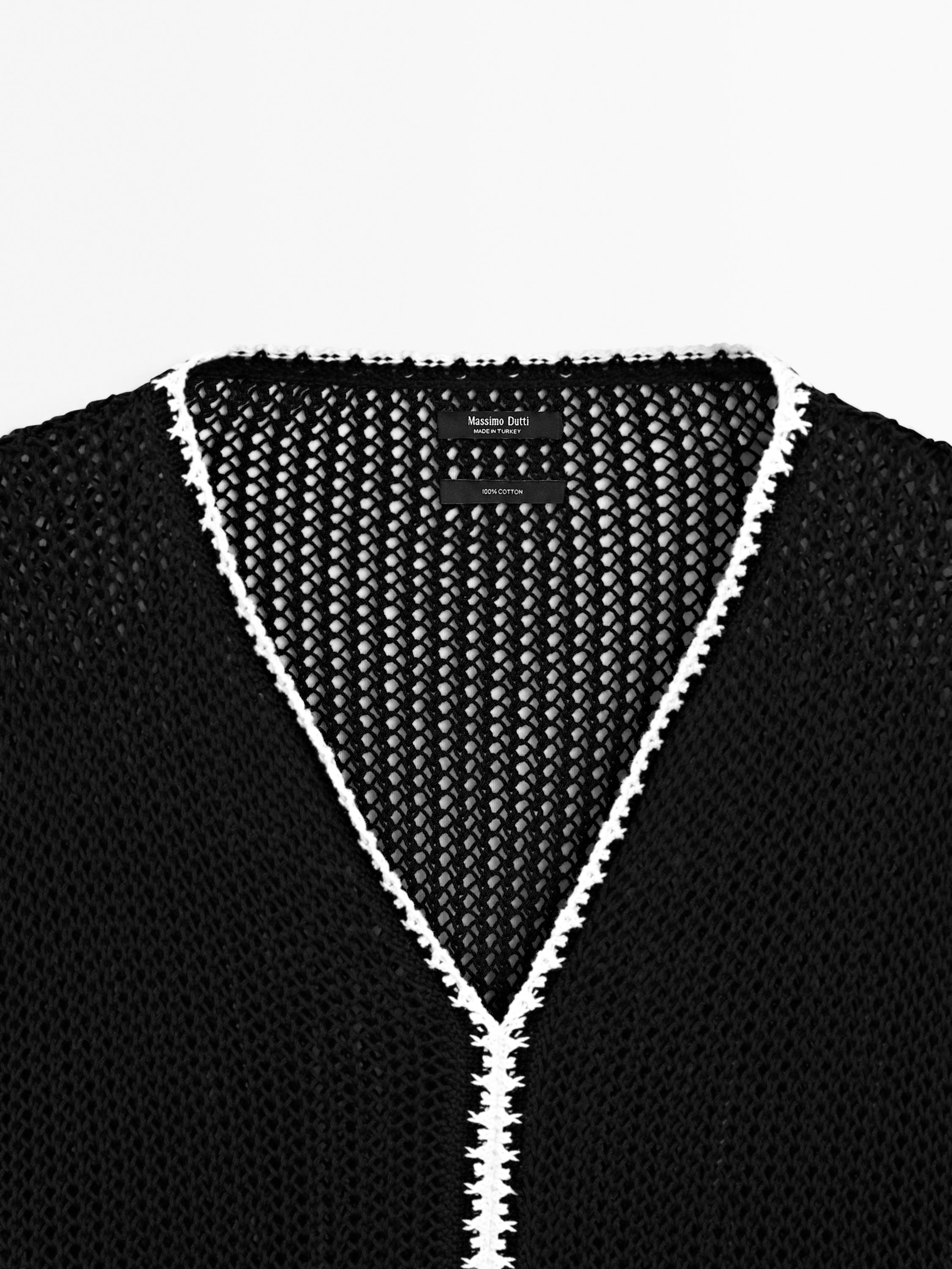 100% cotton openwork crochet sweater